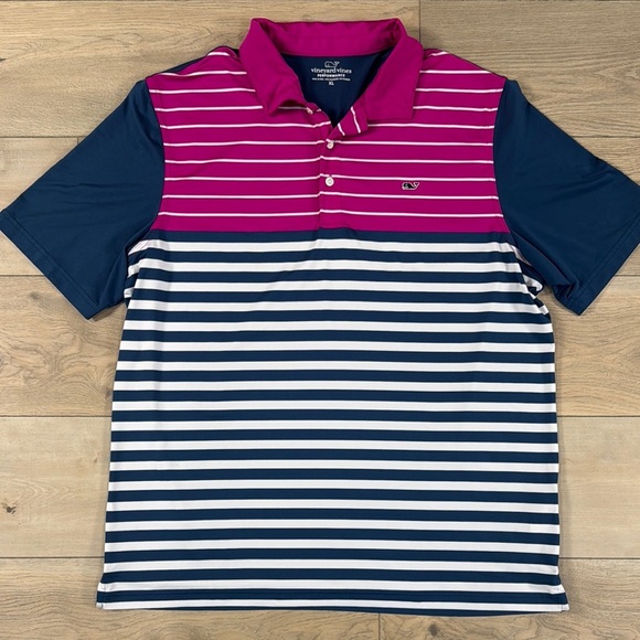 Vineyard Vines Other - Vineyard Vines Men's Striped Performance Polo Shirt - Pink and Blue